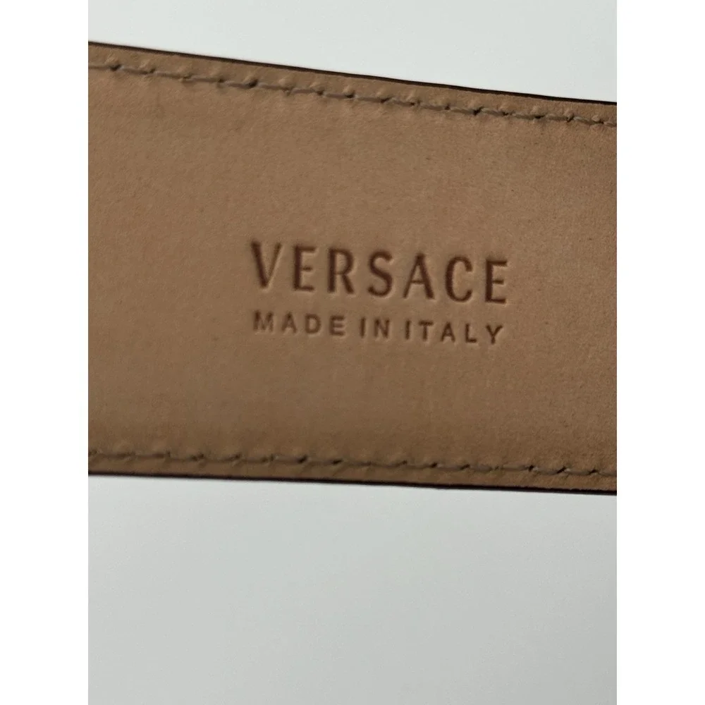 VERSACE‎ Medusa Purple Leather Belt Gunmetal Buckle EU 85 US 34 Italy